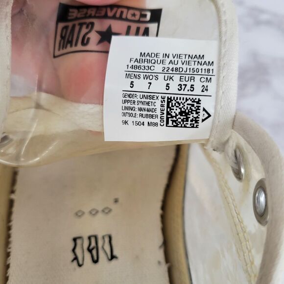 Converse Clear Plastic PVC Sneakers Women's Size 7 - Picture 13 of 14